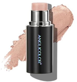 Anglicolor Highlighter Stick - Blendable Cream, Non-Greasy, Long Lasting, Brightening Effect, Fragrance of Flowers, Better for Fair Skin (02#Rose Gold Champagne)