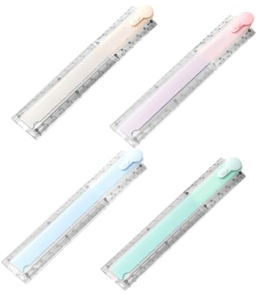 jojofuny 4 Piezas Regla Plegable de Plástico para Dibujo Geométrico con Medición Precisa Centímetros para Estudiantes Clase y Tareas Escolares