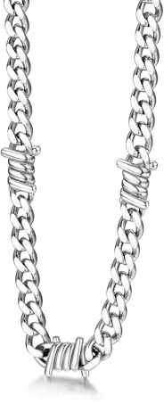 Bestyle Halskette Herren Stacheldraht Panzerkette Dornen Edelstahlkette Hip-Hop Punk Gothic Kubanische schmuck männer Verlängerungskette