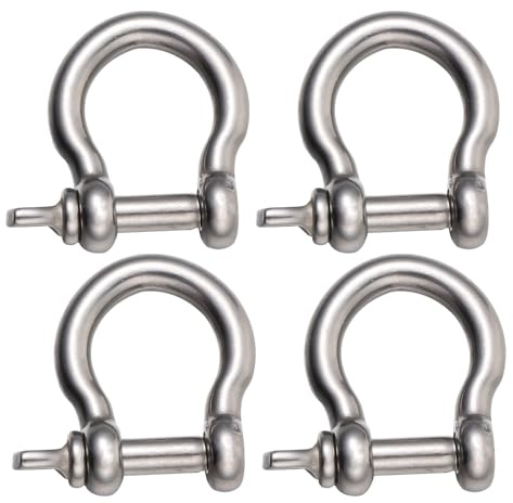 Healeved Lot de 4 Manilles en Acier Inoxydable 304 de Fer à Cheval M4 Manilles à Anneau Résistantes pour Levage Usage Nautique et Manutention Finition Anti-Corrosion