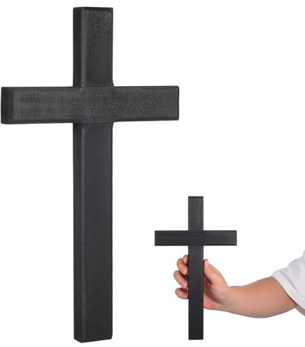 Didiseaon Wooden Cross for Wall, 11. 02 Inch Black Cross Hanging Decoration Catholic Crucifix Wall Mounted Ornament for Home Christian Weddings Party Decor