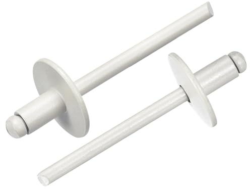 QUARKZMAN 50Pcs 3/16x5/16 Rivetti A Testa Larga Con Flangia, Rivetti A Strappo Zincati In Acciaio Al Carbonio Con Mandrino, Colore Grigio