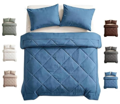 Manta de cama doble en una con funda de almohada - manta de cama de secado rápido, manta climática de hielo antialérgico, manta lavable, blue-135 x 200cm