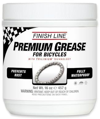 Finish Line Premium Grease for Bicycles – Advanced Waterproof/Extreme Pressure Grease – Long-Lasting Protection for Bearings, Threads & Moving Parts – 1lb Tub