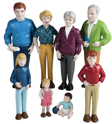 Creative Minds Marvel Education Caucasian Family Toy Figure Set for Kids Ages 3+, Set of 8 Inclusive and Diverse Dollhouse Toy Figurines, Multicolor