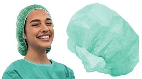Tiga-Med Einmalhauben Weiß oder Grün – Vlieshauben atmungsaktiv & latexfrei – Hygienische Kopfhauben für Lebensmittel, Medizin & Kosmetik