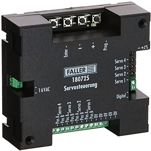 FALLER Servosteuerung für 4 anschließbare Servos I Modelleisenbahn Zubehör H0 I Modelleisenbahn H0, TT, N Car System I Elektronik Steuerung 16V, Weiß