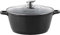 SQ Professional NEA Die-Cast Aluminium Stockpot with 3-Layer Non-Stick Coating Stew Pots Induction Casserole Pan Tempered Glass Lid with Steam Vent (Black, 32cm)