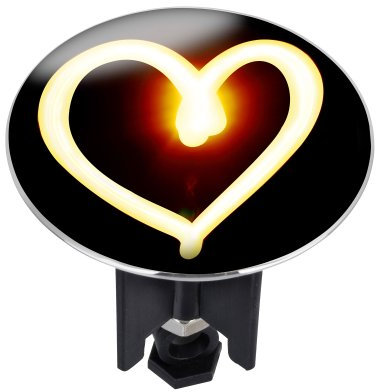 WENKO 21419100 Waschbeckenstöpsel Pluggy XL Flame Heart - Abfluss - Stopfen, fluoreszierend, Messing, Kunststoff, Durchmesser 6,2 x 6,5-9,5 cm
