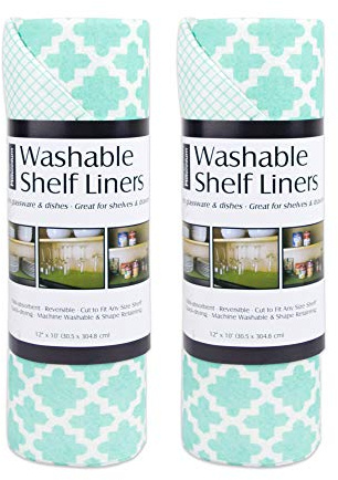 DII Revestimiento de Papel para armarios, estantes de Cocina, cajones, no Adhesivos, Lavable a máquina, Juego de 2, 30,5 x 25,4 cm - Aqua Celtice