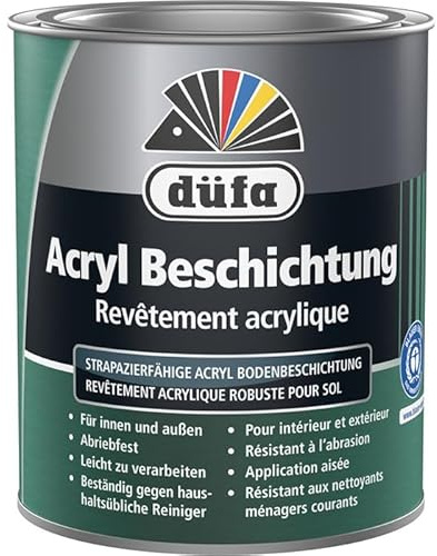 düfa Acryl Beschichtung RAL 7030 Steingrau 2,5 Liter Bodenbeschichtung Abriebfest Seidenglänzend │ Innen- und Außenbereich