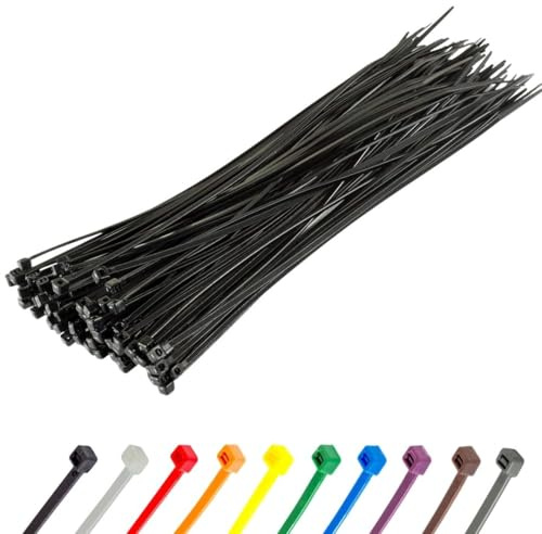 Gocableties Kabelbinder Schwarz 100 Stück 200 x 4,8 mm UV-beständig | 22,2 kg Zugfestigkeit, UV-beständig