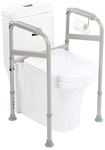 Supporto WC con Braccioli Regolabili, Telaio Autonomo Antiscivolo per Anziani Disabili e Donne Incinte, Corrimano Bagno Pieghevole