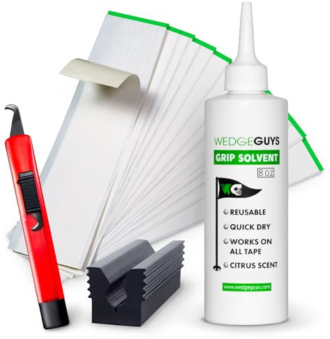 Wedge Guys Kits para reemplazo de agarre de palos de golf, calidad profesional (kit de agarre Ultimate: cuchilla de gancho, 30 tiras de cinta de agarre, disolvente de 147,9 ml, abrazadera de goma)