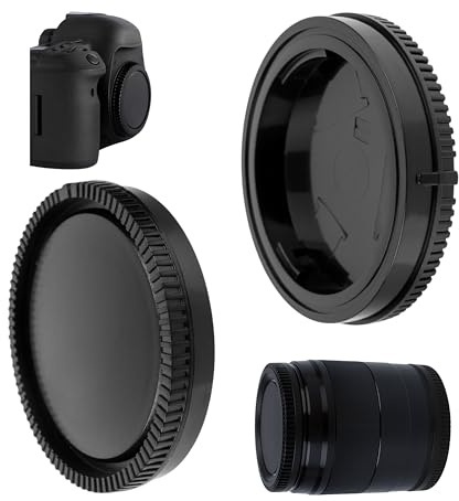 Objektivlock set, Skyddande kamerahölje, 1 x Huslock och 1 x Bakre objektivlock, Kompatibel med SONY E MOUNT SYSTEM, för alla Sony A NEX-Modeller med E-Mount hus, Ersättningsskyddslock för kameror