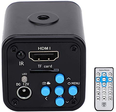 Cámara industrial, Full HD 16MP 2K 1080P 60FPS Microscopio Cámara de microscopio de video industrial Lupa de salida HDMI para chip de memoria TF, reparación de teléfonos(UE)