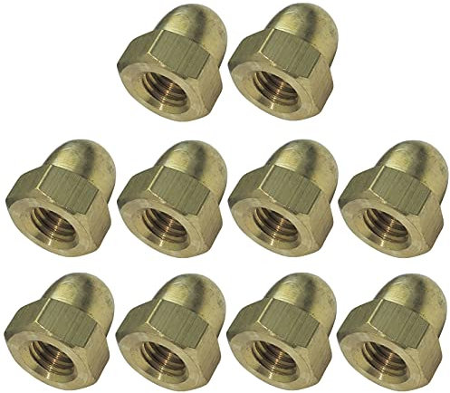 AERZETIX - Set di 10 dadi ciechi M6 esagonali - testa bombata in forma a cupola - in ottone - C49622