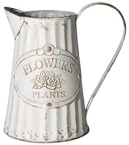 Fauevav Galvanized Pitcher Antique Watering Can Retro Jug Metal Vase Rustic Vintage Primitive Pitcher Farmhouse Country Plant for Home Office Decor, 8.0”