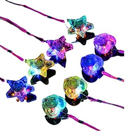 Tomaibaby 8 Pcs LED Halskette Kunststoff Beleuchtete Sterne Halskette Liebe Herzförmigen Anhänger Halskette für Kinder Kinder Party Favors