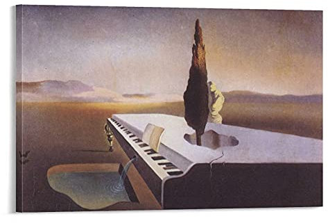 Salvador Dali – nekrophilischer Springbrunnen fließend aus einem Großklavier-Poster, dekoratives Gemälde, Leinwand, Wandkunst, Wohnzimmer, Schlafzimmer, Gemälde, 30 x 45 cm