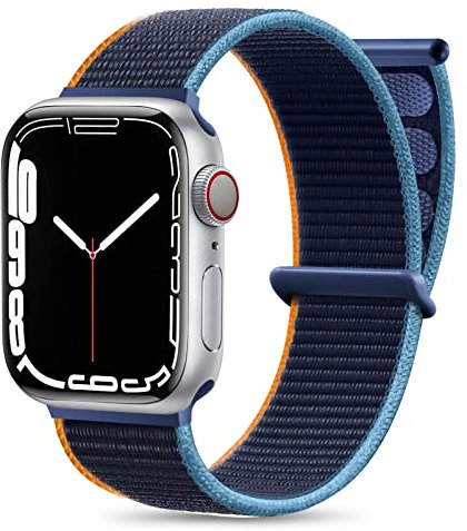 Maledan Cinturino Nylon Compatibile con Apple Watch 42mm 44mm 45mm 49mm 38mm 40mm 41mm, Regolabile Sport per iWatch Series 9 8 7 6 5 4 3 SE, 42mm/44mm/45mm/49mm, Blu