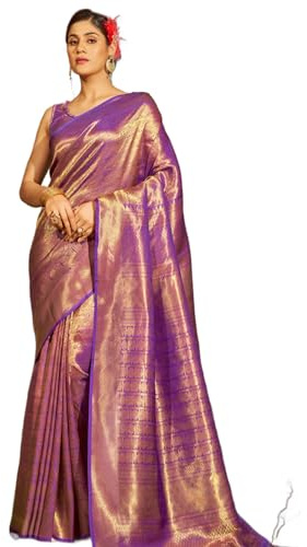 SWORNOF Womens Kanjivaram Banarasi Silk Saree Kanchipuram Patola saree (WINE) free WINE