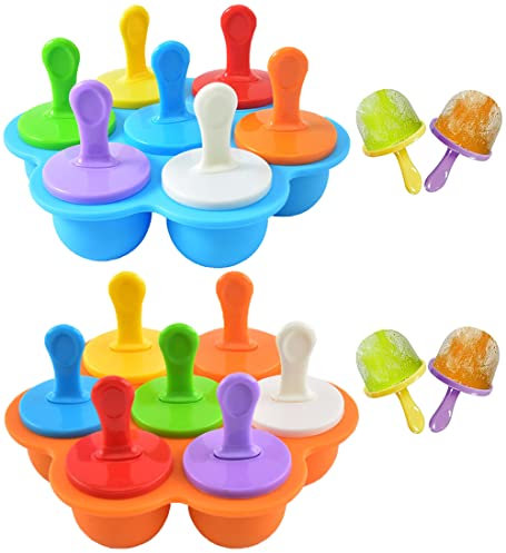 Eisförmchen Popsicle Formen, 2 Satz Eisformen Eis am Stiel Silikon, Silikon Mini Eisformen, Eisformen Silikon mit 16 Stück Kunststoff Sticks zum Einfrieren von Obst oder Joghurt