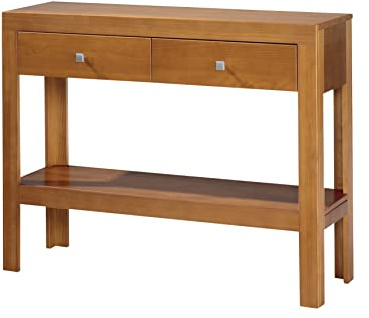 Dogar Moblit Recibidor Consola con Dos Cajones Realizado en Madera de Pino Maciza Serie Kalpe Color Cerezo Medidas (85x105x35) cm (altoxAnchoxFondo) Robusta y Duradera