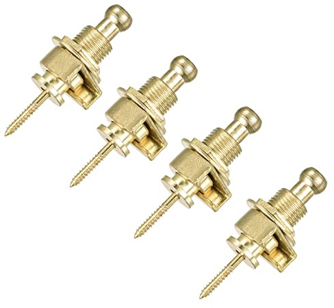sourcing map 4 Stück Gitarrengurt Verschlüsse Knöpfe Nagel Rutschfester Gurt Schnalle Halter Gold Ton für Gitarre