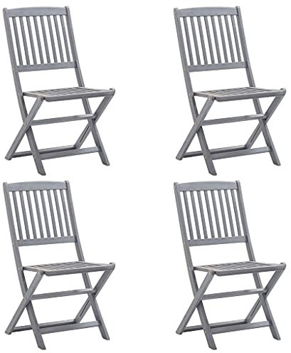 Makastle 4er Set Gartenstühle Klappstühle Gartenstühle Klappbar Holz Gartenstuhl Campingstuhl Balkonstuhl Bistrostuhl für Party Balkon, Grau 54 x 57 x 91 cm