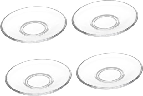 Mobestech Tea Glass Saucers 4pcs Glass Saucer Round Serving Platter Japenese Snacks Clear Cups Christmas Party Plate Snack Plates Cupcake Plate Kitchen Tableware re-usable