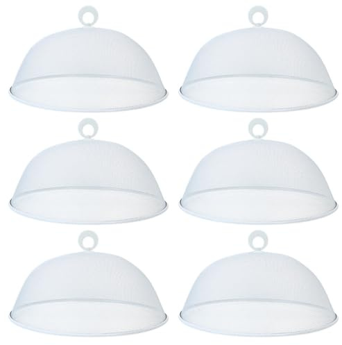 Cabilock 6 Stücke Eisen Fliegenhaube Lebensmittel Abdeckhaube Metall Speiseschirm Kuchenhaube Mesh Kuchen Abdeckung Fliegenschirm Obstfliegen Haube Fruchtfliegen Küche Fliegenschutz