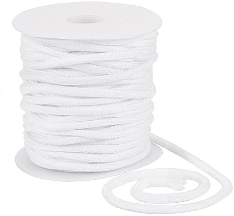 BENECREAT 25m/27.34 Yards White Drawstring Replacement Rope, 6mm Polycotton Soft Drawstring Cord Replacement with Plastic Spool for Coats Pants Shorts