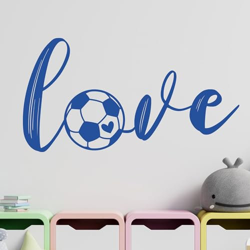 GRAZDesign Wandtattoo Fußball Kinderzimmer Junge Spruch LOVE Wandaufkleber selbstklebend - 57x30cm / weiss