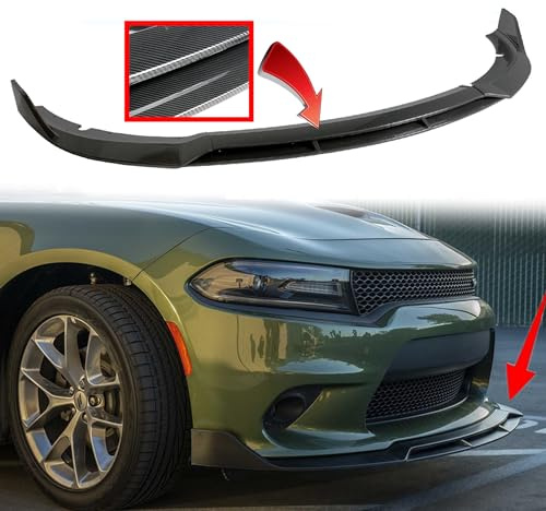 MUTUSAISI Front Bumper Lip SRT-Style Carbon Fiber Look Spoiler Splitter Compatible with Dodge Charger 2015-2023 SRT/Hellcats/Scat Pack/Daytona/RT 392 Accessories (Gloss Black)