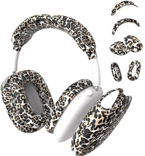 Funda de Silicona 4 en 1 Compatible con Auriculares Apple Airpods MAX, Funda Estampada para los oídos y Diadema Compatible con Apple Airpod MAX (Leopardo)