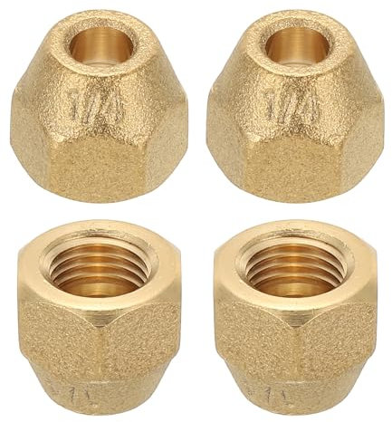 PATIKIL Dado Svasato Ottone 1/4, 4pz 45 Gradi Raccordo Tubo Unione Raccordo Tubo Ottone Tappo Tenuta Adattatore Connettore per Condizionatore d'Aria Prolunga Tubo Rame Acqua Gas, Opaco