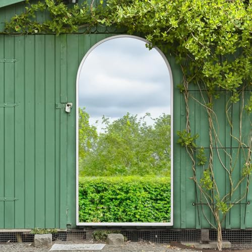 The Arcus - White Framed Arched Garden Wall Mirror 71 X 35 (180CM X 90CM)