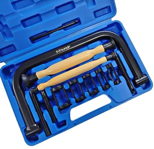 SIXIWANZI 12 herramientas de compresor de resorte de válvula con herramienta de lapeado de válvula para coche, motocicleta, ATV y motores pequeños