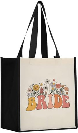 Bride Tragetasche Hochzeit Braut Einkaufstasche Braut Baumwolle Tote Bag Brauthandtasche Geschenk für Hochzeit Brautdusche Junggesellenabschied Team Bride JGA Brautparty Verlobung Flitterwochen