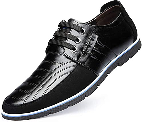 Chaussures Hommes en Cuir Loafers Casual Oxford Lacets Affaires Classique Confort Luxe Bureau de Conduite Marche Moccasin Fashion（Noir,46 EU