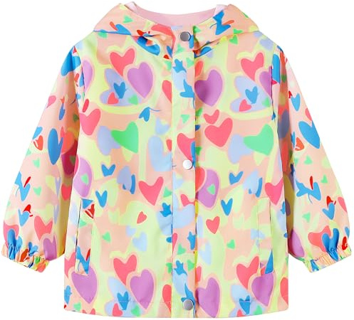 Domueay Vattentät vindjacka för barn, regnjacka, 2–10 år, Rosa och vit, 2-3 �r