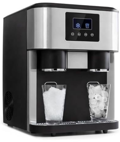 BDJSN Broyeur À Glace De Comptoir 150 W, Machine À Glaçons Commerciale 18 Kg/24 H avec Réservoir d'eau De 1,8 L, 2 Modes D'arrivée d'eau, Machine À Eau Glacée Électrique pour Restaurant, Bar, Café