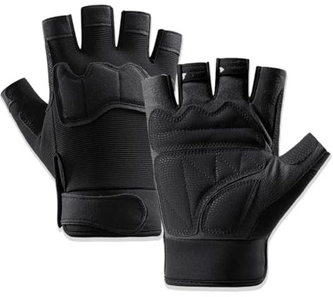 VJUYSW Gants de Cyclisme, Gant Velo, Gants Vélo VTT, Gants Tactiques Demi-Doigts, Gants de Fitness pour Homme et Femme, Gants Tactiques sans Doigts, pour Moto Chasse Cyclisme Gym Camping (L)