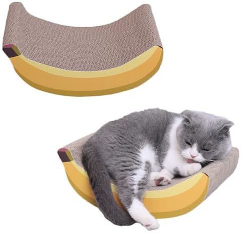 Sosoport 1 Pièce Arbre à Chat en Carton ondulé Banane grattoir pour Chat Cat Scratcher Papier Carton Planche Tableau à gratter Chaton Jouer pour Chat à gratter pour Chat Yellow