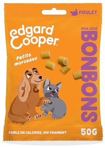 Edgard & Cooper Leckerli für Hunde, kleine natürliche Süßigkeiten, für ausgewachsene Hunde, ohne Getreide, 1 x 50 g, Huhn