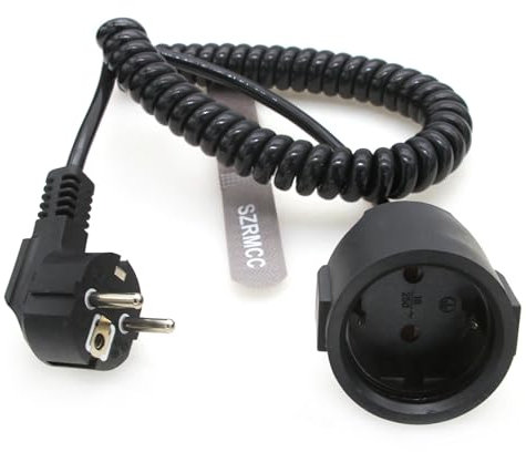 SZRMCC EU Schuko CEE7/7 European Schuko Plug Male to Female Socket Extension Wound Power Cable 16A 250V
