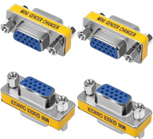 VISSQH 4 Pièces Connecteur Adaptateur de coupleur Femelle à Femelle 15 Broches,coupleur HDB15 15 Broches VGA SVGA Adaptateur Changeur HDB15