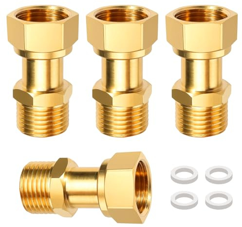 Raccordo a vite in ottone, 4 pezzi collegamento a vite mobile 1/2 pollici, attacco a vite mobile in ottone AG x IG 1/2 con guarnizione per tubo di riscaldamento tubo dell'acqua
