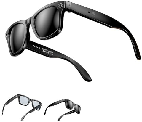 Occhiali Intelligenti Cyanvue Ai, Occhiali con Fotocamera da 8 Mp, Funzioni Musicali e di Chiamata, Occhiali Intelligenti Impermeabili ai Bluetooth For Uomo con Fotocamera, Protezione Uv(Sunglasses)